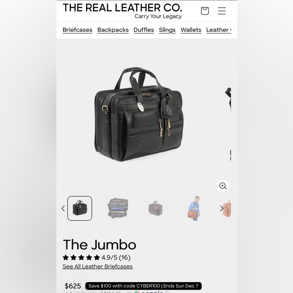Black Leather Men's Bag “The Jumbo” - The Real Leather Co.
